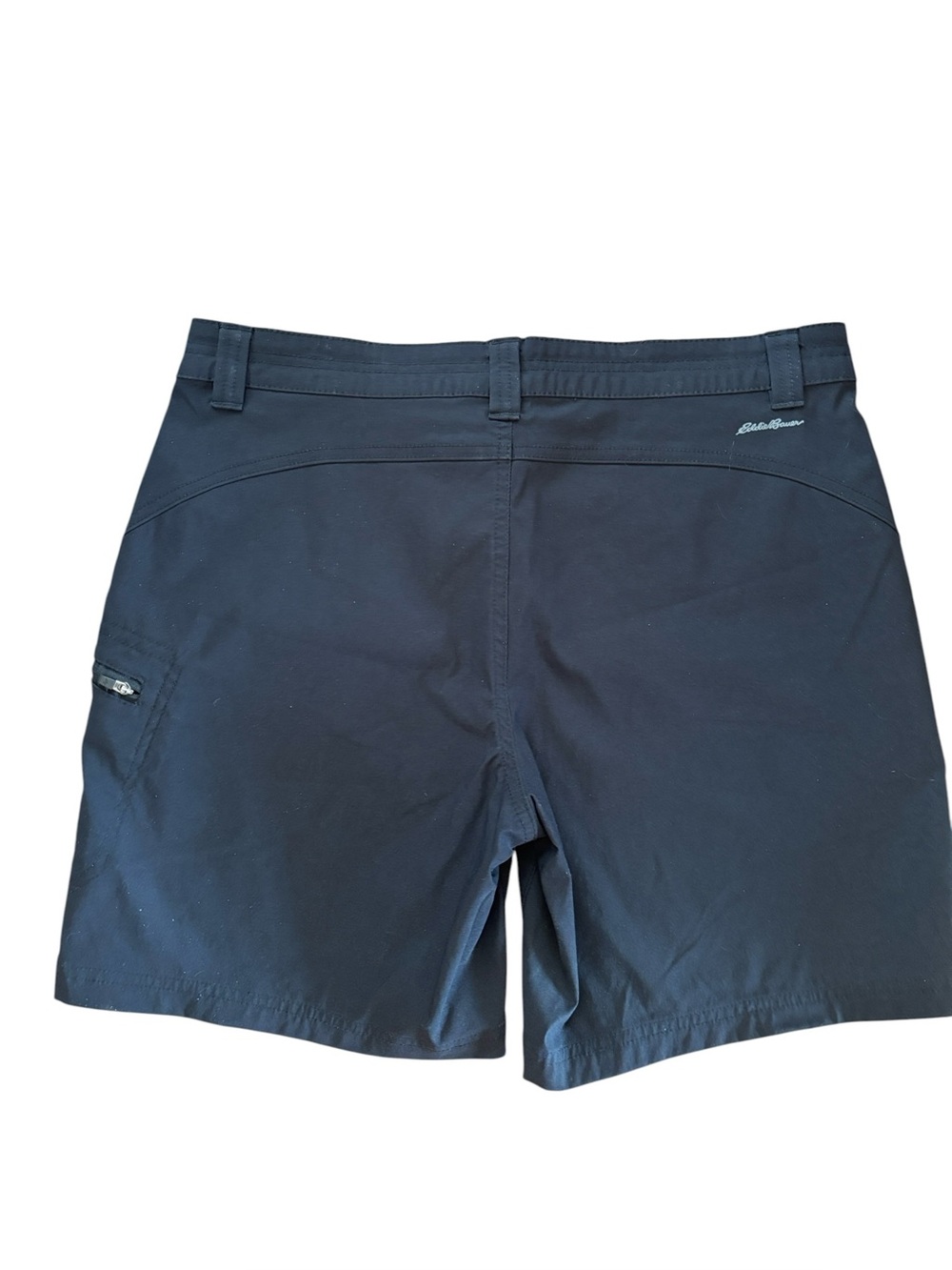 Eddie Bauer Black Flat Front Cargo Stretch Shorts 7” Inseam Gorpcore Size 10 - Picture 2 of 4